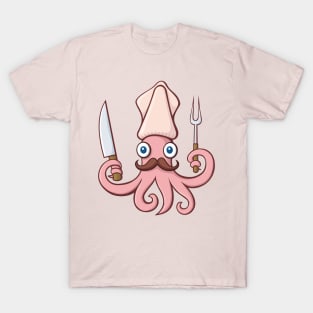 Squid Chef Cartoon T-Shirt